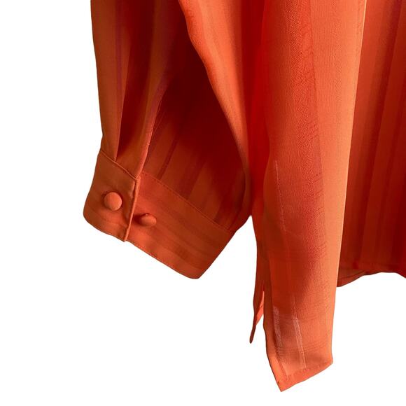 Liz Baker Women Tunic Top 22W Orange Button Up Career Workwear Modern Flowy - Picture 8 of 10